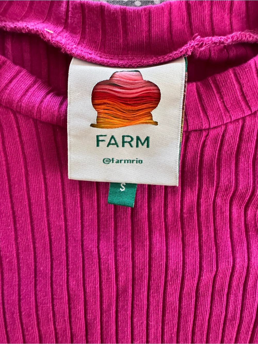 Farm Rio Fuchsia Scoop Neck Ribbed Long Sleeve Bodysuit, Size Small - Picture 5 of 8